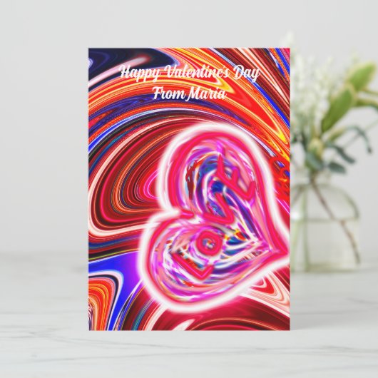 Unieke Valentijn Abstracte kleurrijke en levendige Feestdagenkaart (Staand voorkant)