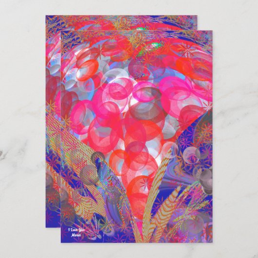 Unieke Valentijn Abstracte kleurrijke en levendige Feestdagenkaart (Voorkant / Achterkant)