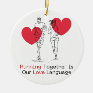 Unieke Valentijn's Day Keepsake paar runner cadeau Keramisch Ornament