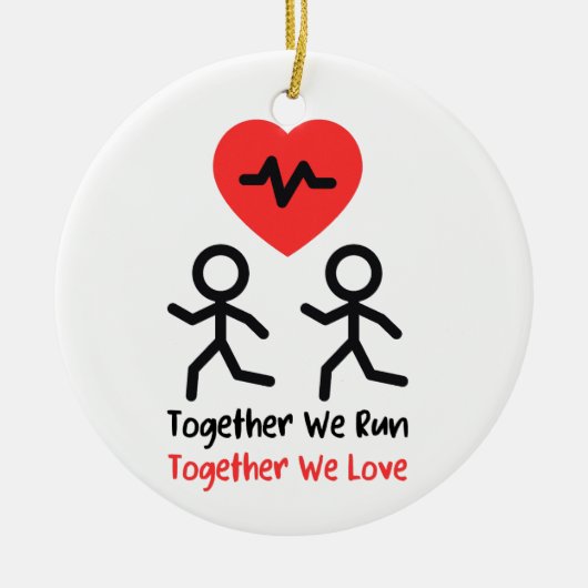 Unieke Valentijn's Day Keepsake, Runner Valentijn Keramisch Ornament (Voorkant)