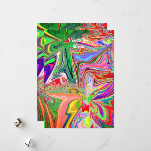 Unieke Valentijnsdag Abstract Kleurrijke En Levend Feestdagenkaart (Voorkant / Achterkant in situ)