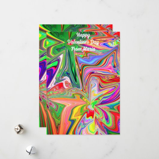 Unieke Valentijnsdag Abstract Kleurrijke En Levend Feestdagenkaart (Voorkant / Achterkant in situ)