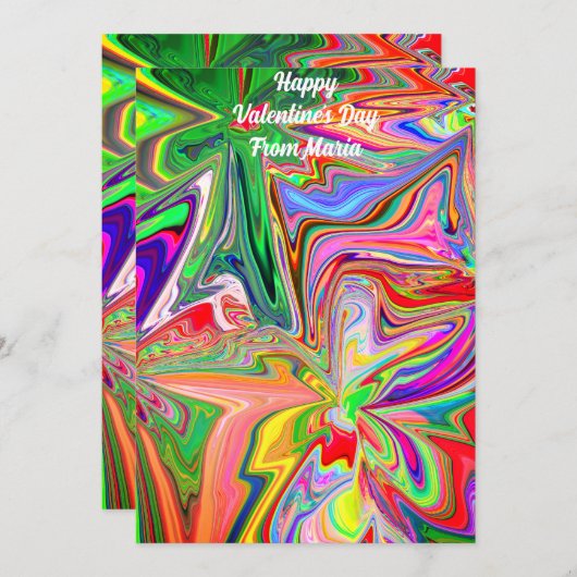 Unieke Valentijnsdag Abstract Kleurrijke En Levend Feestdagenkaart (Voorkant / Achterkant)