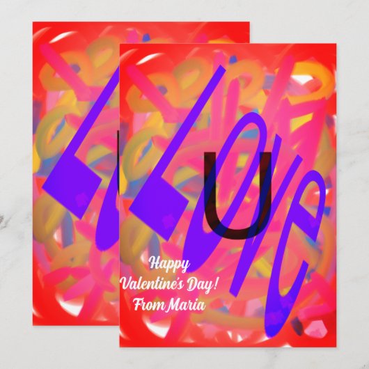 Unieke Valentijnsdag Abstract Kleurrijke En Levend Feestdagenkaart (Voorkant / Achterkant)