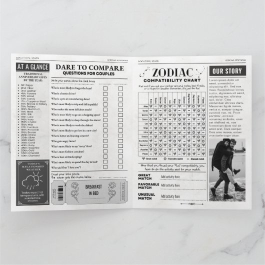 Unieke Valentijnsdag Kaart, Koppels Krantengeschen Kaart (Binnen)