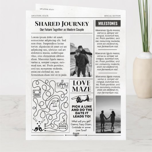 Unieke Valentijnsdag Kaart, Koppels Krantengeschen Kaart (Achterkant)