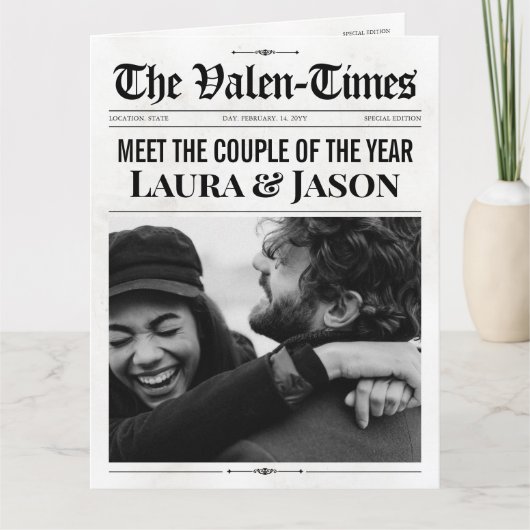 Unieke Valentijnsdag Kaart, Koppels Krantengeschen Kaart (Voorkant)