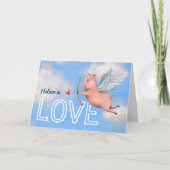 Unieke Valentijnsdag van de Flying Pig Cupid Love Kaart (Voorkant)