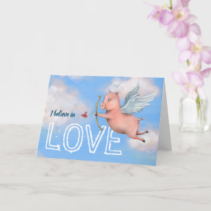 Unieke Valentijnsdag van de Flying Pig Cupid Love Kaart