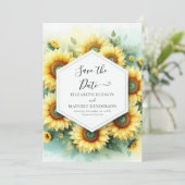 Unieke veld Zonnebloem bruiloft Save The Date (Staand voorkant)