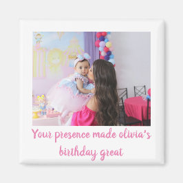 Unieke verjaardag baby foto gast bedankje magneet