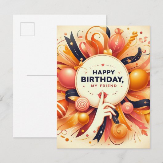 Unieke verjaardagsansichtkaart briefkaart (Voorkant / Achterkant)