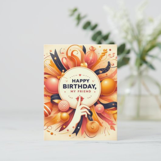 Unieke verjaardagsansichtkaart briefkaart (Staand voorkant)