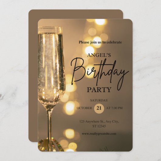 Unieke verjaardagsuitnodiging platte kaart (Voorkant / Achterkant)