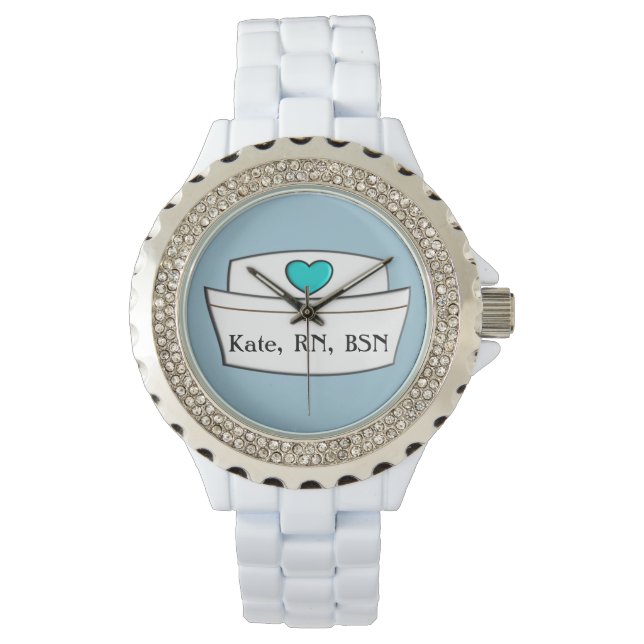 Unieke verpleegster Nurse Pet Design RN BSN Blue Horloge (Voorkant)