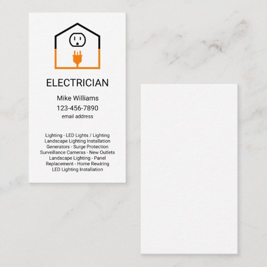 Unieke verticale elektricien Visitekaartjes (Voorkant / Achterkant)