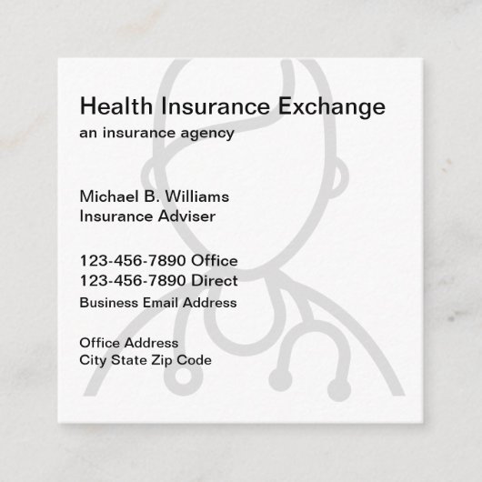 Unieke verzekeringsagent vierkante visitekaartje (Voorkant)