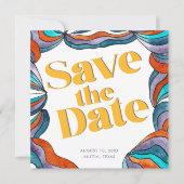 Unieke Vet Boho Groovy Retro Gele Golvende Foto Save The Date (Voorkant)