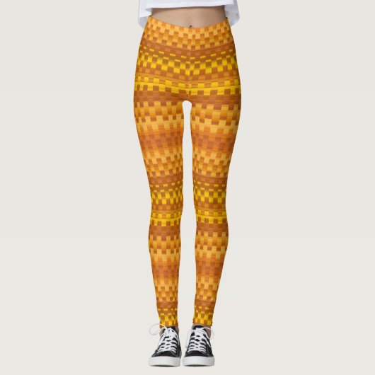 Unieke vette gele oranje verticale strepen koel leggings (Voorkant)