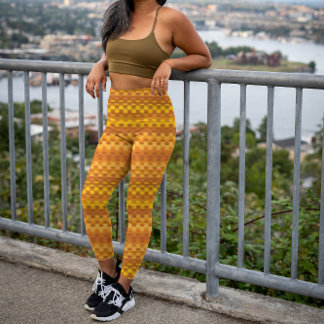 Unieke vette gele oranje verticale strepen koel leggings