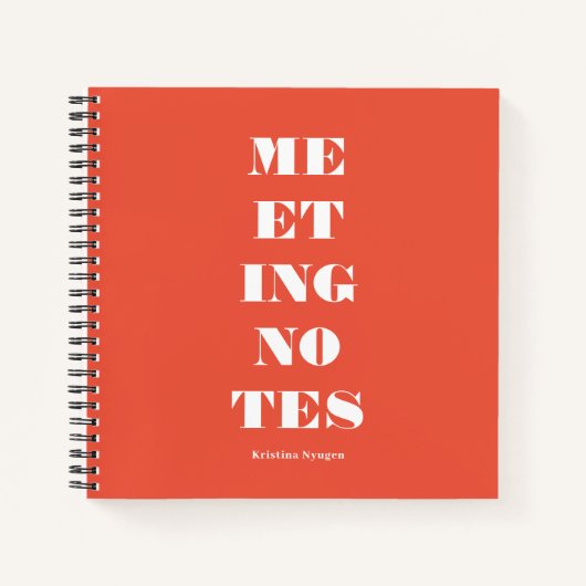 Unieke vette typografie oranje witte vergadernotit notitieboek (Voorkant)