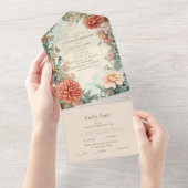 Unieke Victoriaans Royal Floral bruiloft All In One Uitnodiging (Afscheurbaar)