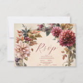 Unieke Victoriaans Royal Floral bruiloft RSVP Kaartje (Voorkant)
