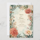 Unieke Victoriaans Royal Floral bruiloft Save The Date (Voorkant)