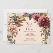 Unieke Victoriaans Royal Floral bruiloft Save The Date (Voorkant)
