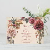 Unieke Victoriaans Royal Floral bruiloft Save The Date (Staand voorkant)