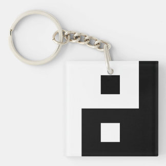 Unieke vierkant Yin en Yang Balance Pixel Art Sleutelhanger