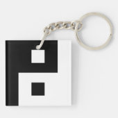 Unieke vierkant Yin en Yang Balance Pixel Art Sleutelhanger (Achterkant)
