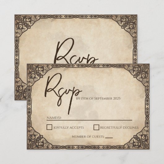 Unieke Viking geïnspireerde RSVP-kaart RSVP Kaartje (Voorkant / Achterkant)