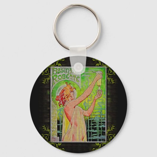 Unieke Vintage Absinthe Green Fairy Sleutelhanger (Voorkant)