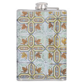 Unieke vintage blauwe Portugese tegel getuige brui Heupfles (Achterkant)