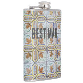 Unieke vintage blauwe Portugese tegel getuige Heupfles (Rechts)