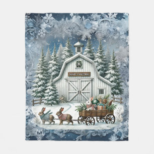 Unieke vintage Christmas Scenery Paper Borden Fleece Deken