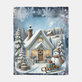 Unieke vintage Christmas Scenery Paper Borden Fleece Deken