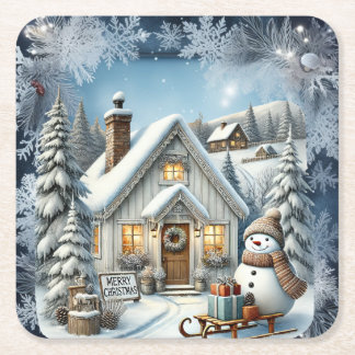 Unieke vintage Christmas Scenery Paper Borden Kartonnen Onderzetters