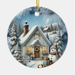 Unieke vintage Christmas Scenery Paper Borden Keramisch Ornament