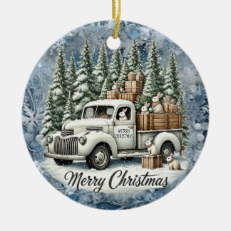 Unieke vintage Christmas Scenery Paper Borden Keramisch Ornament