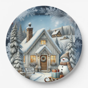 Unieke vintage Christmas Scenery Paper Borden Papieren Bordje