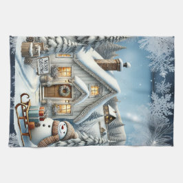 Unieke vintage Christmas Scenery Paper Borden Theedoek