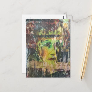 Unieke vintage gezicht grunge mixed media briefkaart