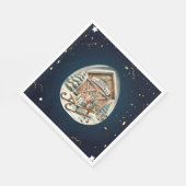 Unieke vintage kerstlandschap servet (Hoek)