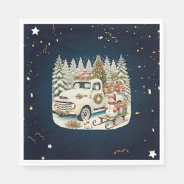 Unieke vintage kerstlandschap servet