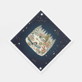 Unieke vintage kerstlandschap servet (Hoek)