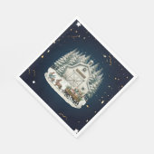 Unieke vintage kerstlandschap servet (Hoek)