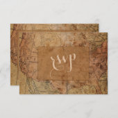 Unieke vintage landkaart Bestemming Trouw RSVP (Voorkant / Achterkant)