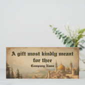 Unieke vintage middeleeuwse cadeaubon save the date (Staand voorkant)